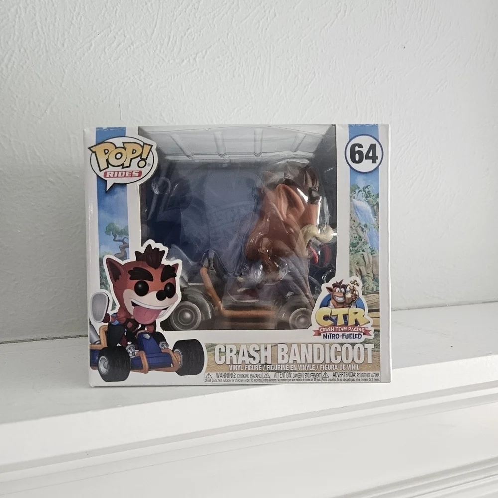 New In Box- Funko Pop! Rides- CTR Crash Bandicoot Figure With Go Kart